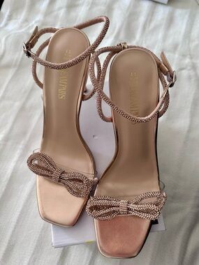 Dream Pairs Rose Gold Crystal Strap Stiletto Sandals